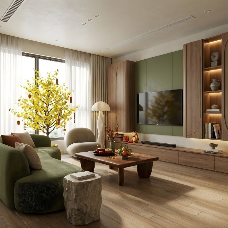 Thay Đổi Bảng Màu Nội Thất Mang Không Khí Tết