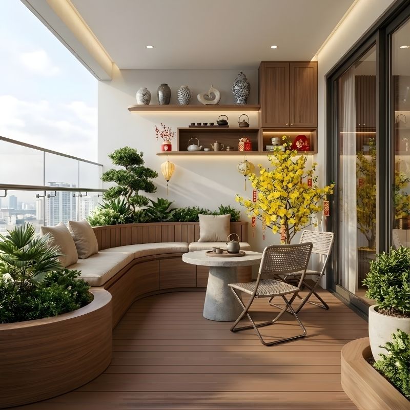 Tận Dụng Ban Công Thành Góc Thư Giãn Đón Xuân