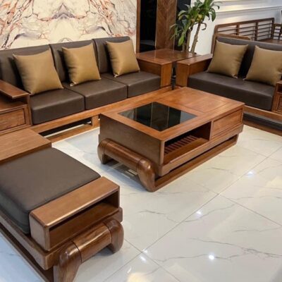Bộ Bàn Ghế Sofa Góc Mẫu Đùi Gà Gỗ Sồi