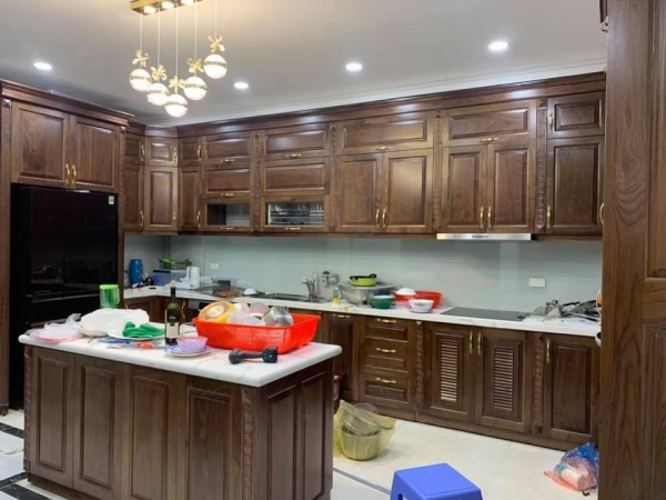 Tủ Bếp Inox Cánh gỗ sồi mỹ